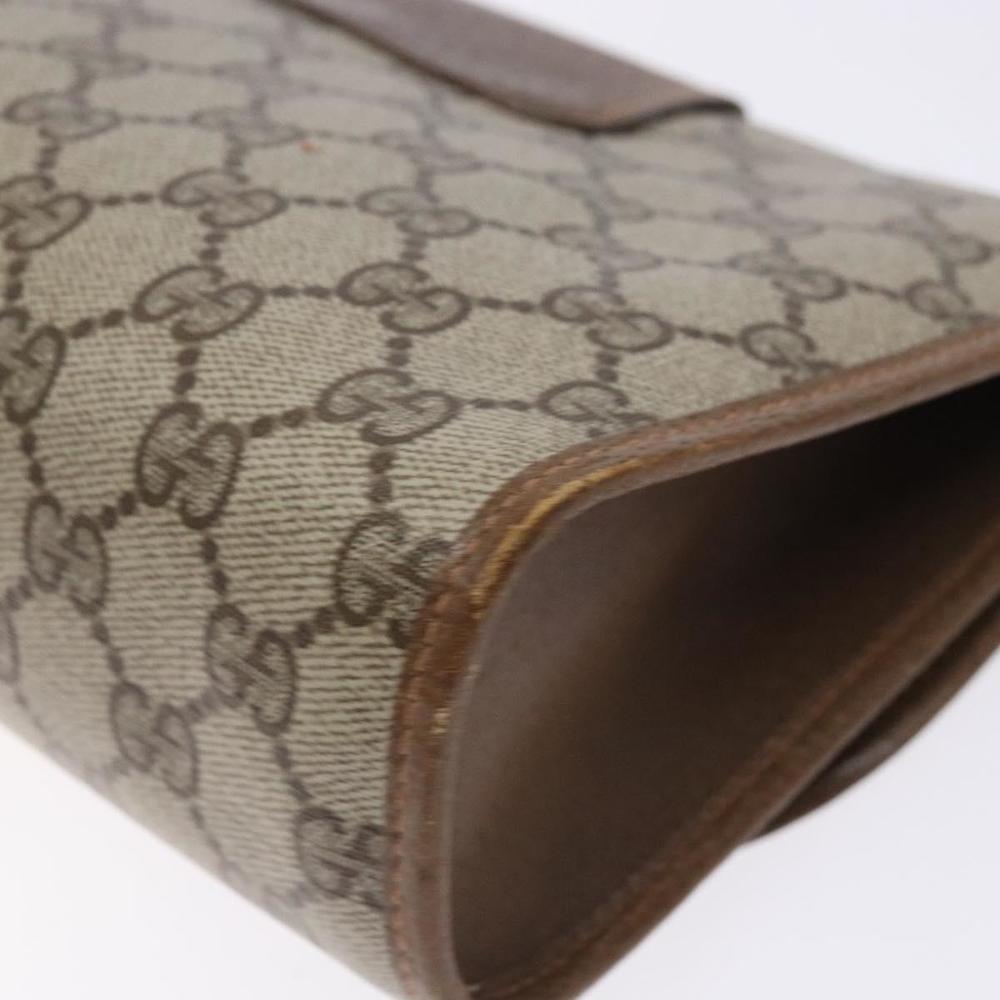 GUCCI GG Supreme Web Sherry Line Clutch Bag PVC Beige Gold 89 01 030 Auth 133273 - Picture 15 of 16